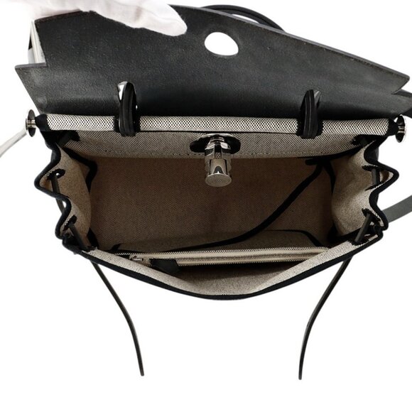 HERMES Herbag Zip Pegasus Pop Size PM/31 Toile H/Vache Hunter Leather Black - Picture 14 of 16